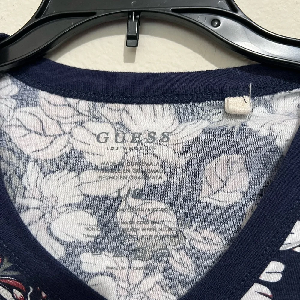 Guess Black and White Floral Short Sleeve Tee - Picture 2 of 7